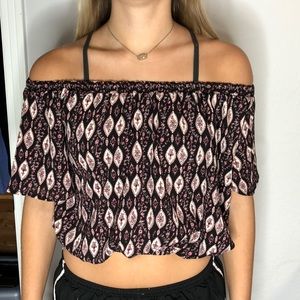 off the shoulder cropped shirt